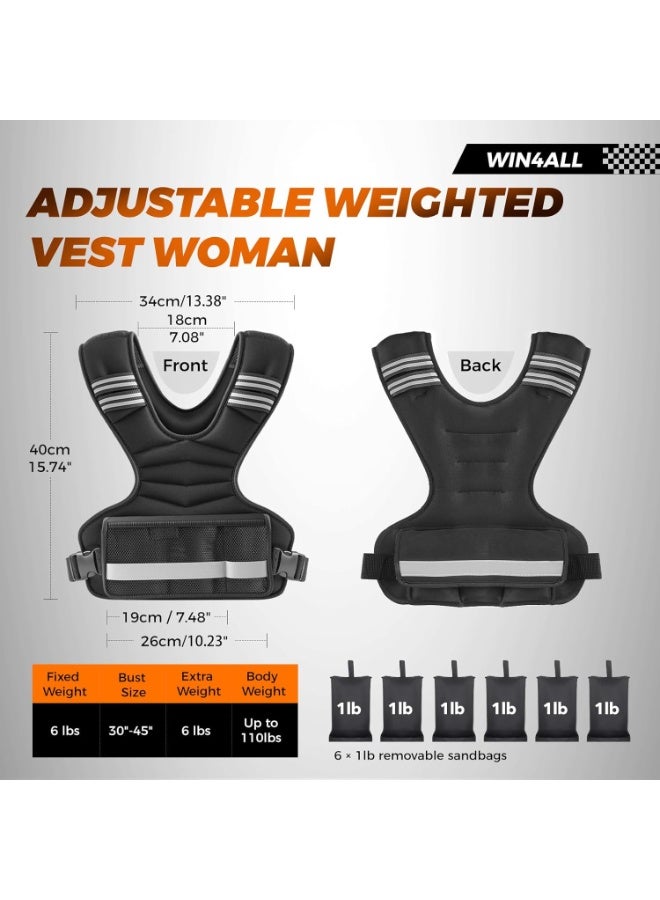 Arabest Weighted Vest Woman Adjustable Weights For Walking, 4-10lbs, Weighted Vest Woman with 6 Ironsand Weights, Weight Vest For Women/Men, Weight Vest For Walking, Strength Training, Running - Image 2